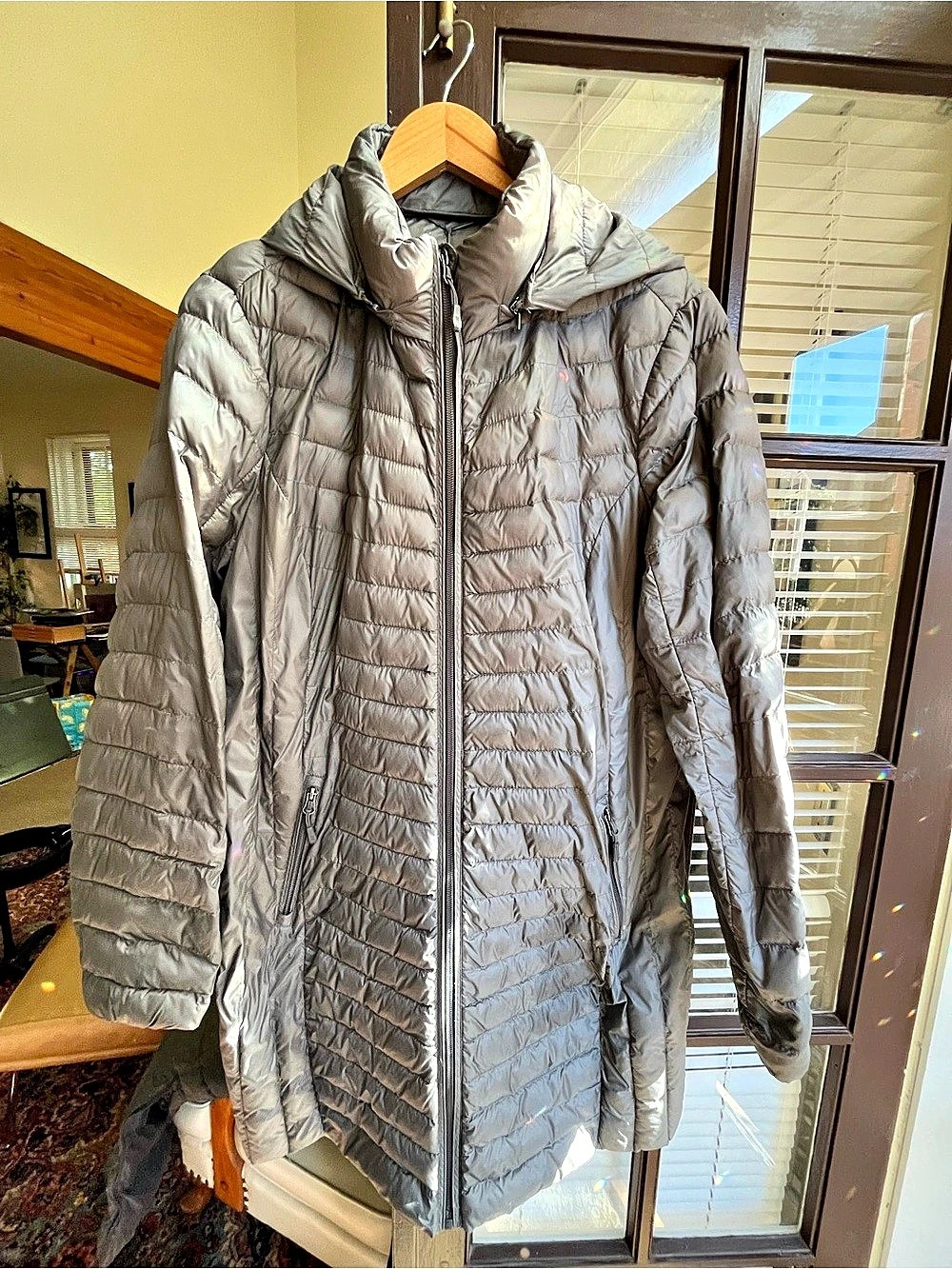 32 Degrees Women's Ultra-Light Long Packable Down Jacket Gray